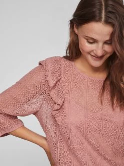 Vila Kanten Blouses Blouse Nesa Dames Oudroze -Vila eeccda2daaab2d0f7dde3650a587bba8