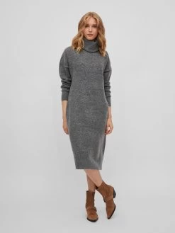 Vila Gebreide Jurken Gebreide Jurk MATHILDA Dames Grijs -Vila ef3bf8c347cc3bf1a94a79ad52a51950