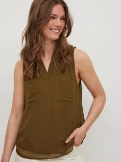 Vila Blouse Tops Blouse Mera Dames Olijfgroen -Vila f03000679ec706e731695a94cae4a96d