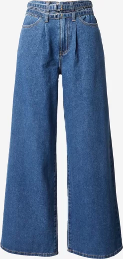 Jeans Wide Leg Bandplooi Jeans SPACE Dames Blauw