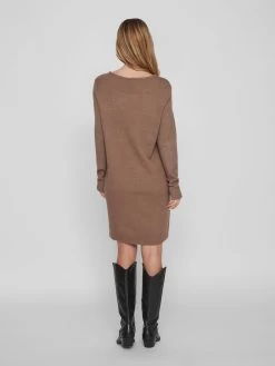 Vila Gebreide Jurken Gebreide Jurk Dames Bruin -Vila f4398ce501a1a13109a52951dd688455