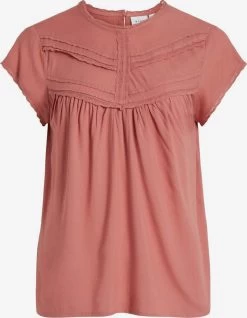 Vila Kanten Blouses Blouse Dames Pastelrood
