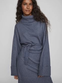 Vila Gebreide Jurken Gebreide Jurk Rolfie Dames Blauw -Vila f6d03c0dada6d1eb8e1fc42f83370ea4