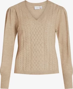 Vila Fijngebreide Truien Trui Ril Dames Beige