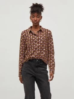 Vila Overhemden Blouse Zino Dames Bruin -Vila fa4615c5bb9f77bfeca21c5686ca7d53