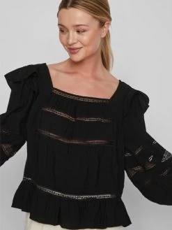 Vila Kanten Blouses Blouse Dames Zwart -Vila faebed93399e48f09305ff53c4542649
