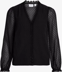 Vila Kanten Blouses Blouse Dobba Dames Zwart