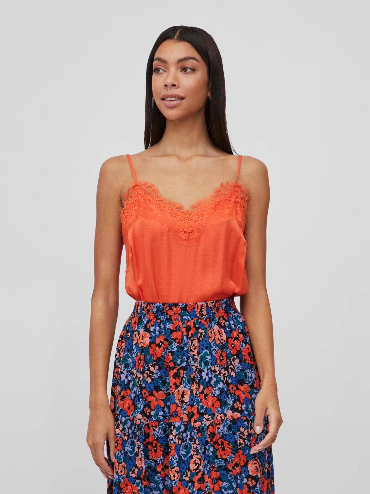 Vila Kanten Tops Top CAVA Dames Oranje 3 Vila Kanten Tops Top CAVA Dames Oranje - Afbeelding 3