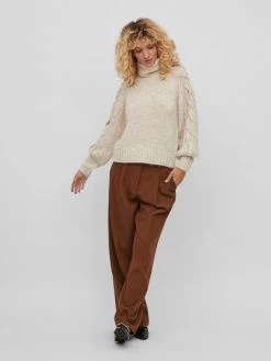 Vila Coltruien Trui Dames Beige -Vila fea418120fd5a0a274e373c8153f7c28